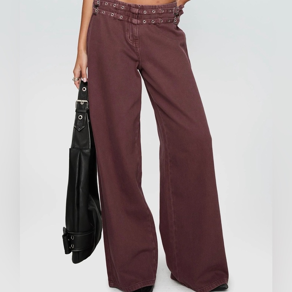 Princess Polly Double-Belted chocolate Pants
